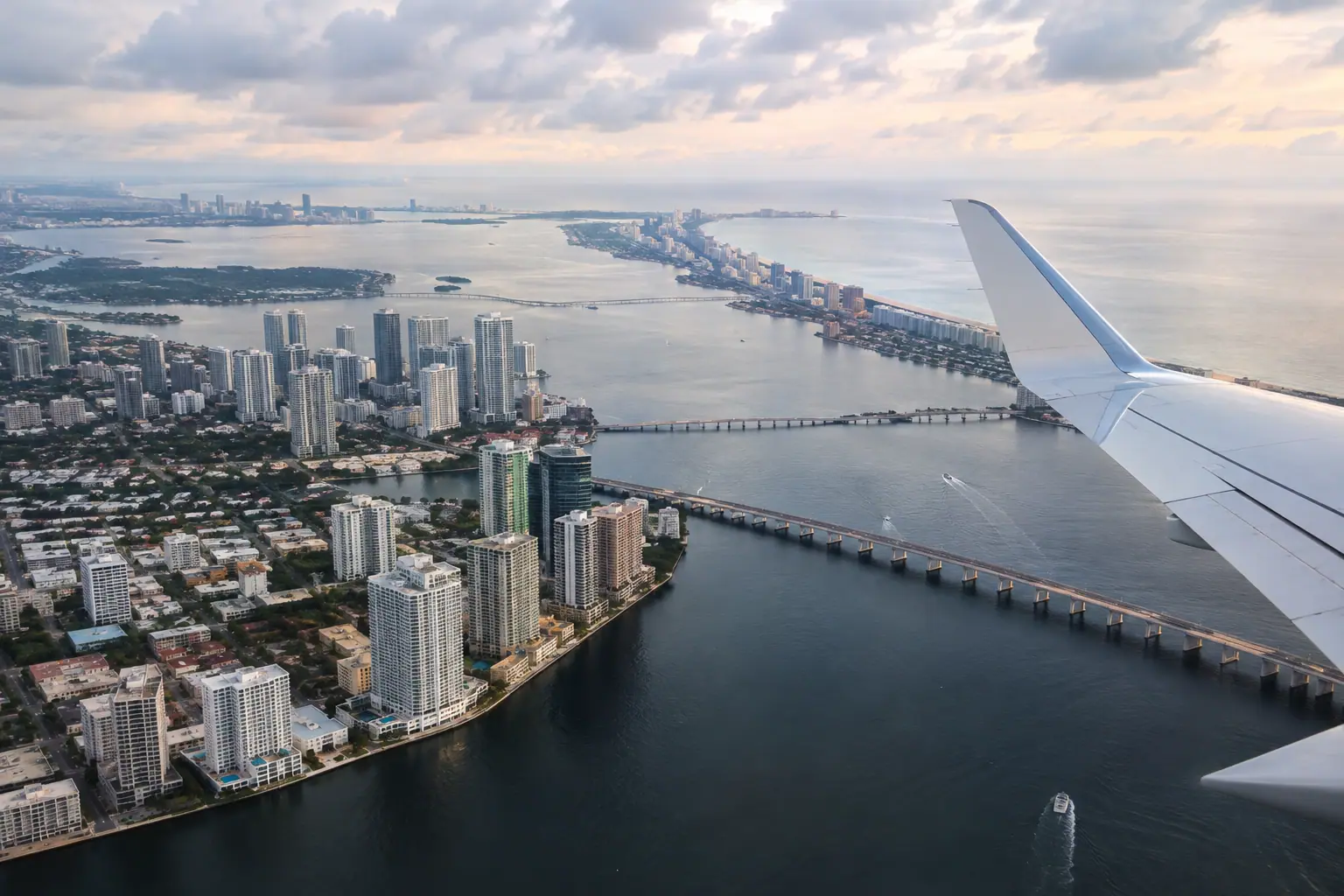 Miami lights seen from a private jet
