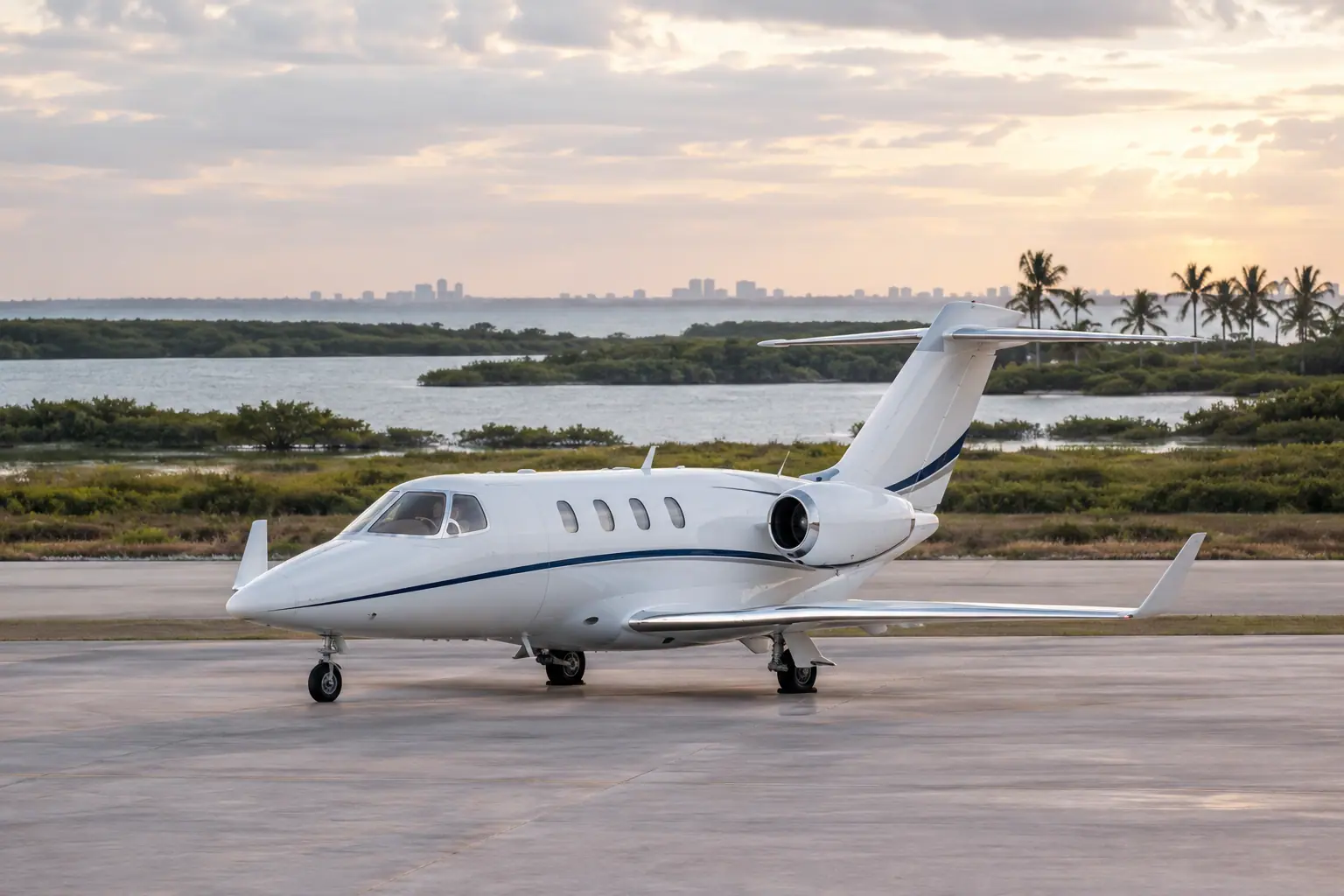 Light jet waiting on an empty ramp