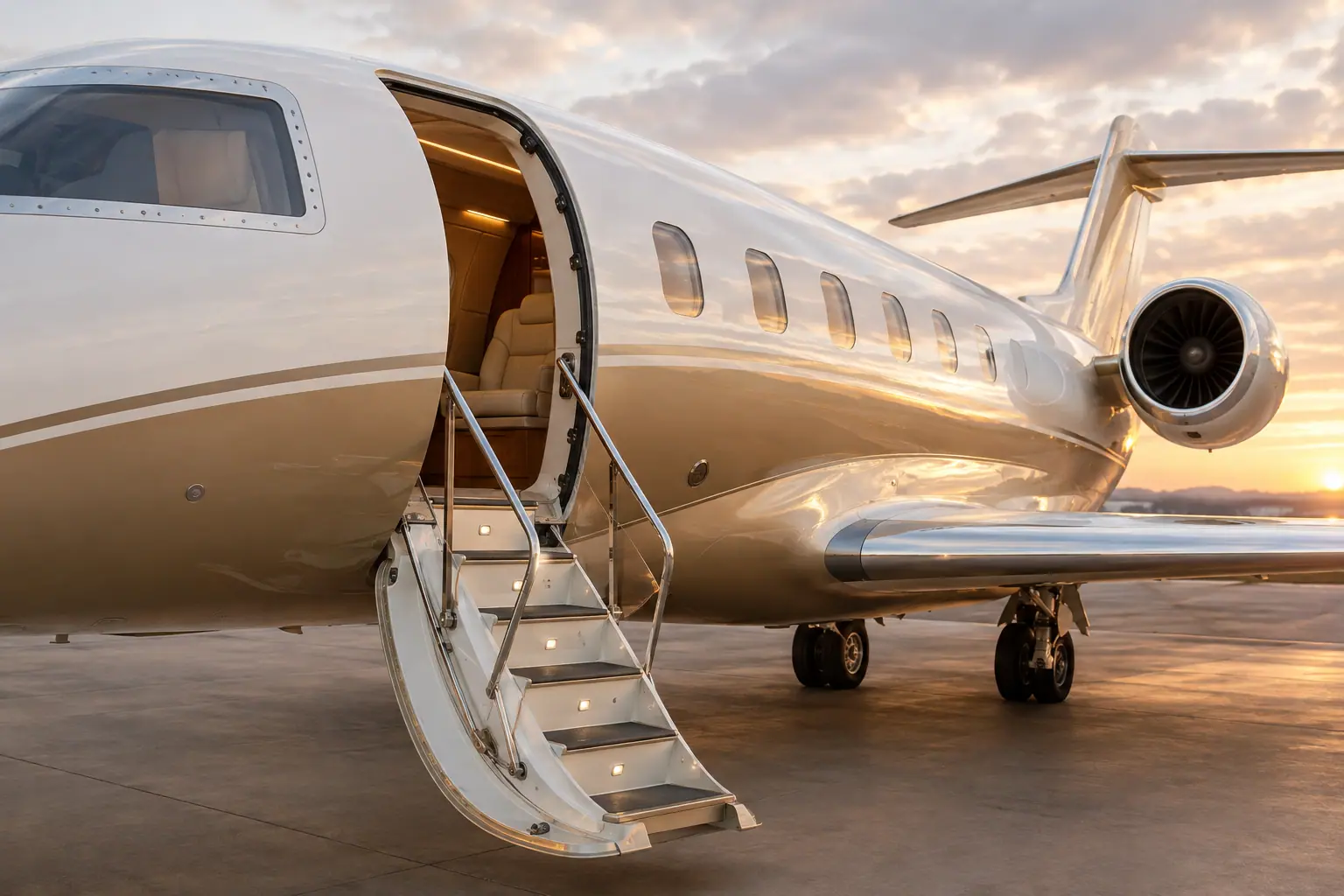 Open airstair of a private jet